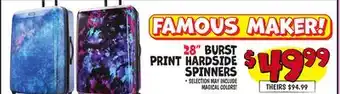 Ollie's FAMOUS MAKER! 28 BURST PRINT HARDSIDE SPINNERS offer