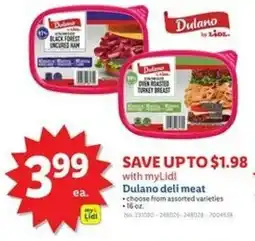 Lidl Dulano deli meat offer