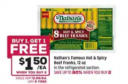 Grocery Outlet Nathan's Famous Hot & Spicy Beef Franks, 12 oz offer