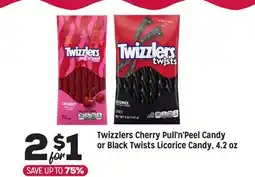 Grocery Outlet Twizzlers Cherry Pull'n'Peel Candy or Black Twists Licorice Candy, 4.2 oz offer