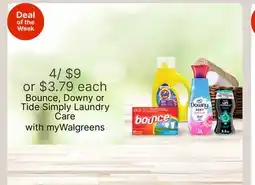 Walgreens Bounce, Downy or Tide Simply Laundry Care offer