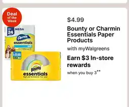 Walgreens Bounty or Charmin Essentials Paper Products offer