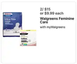 Walgreens Walgreens Feminine Care offer