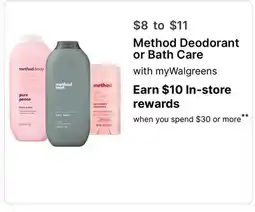 Walgreens Method Deodorant or Bath Care offer