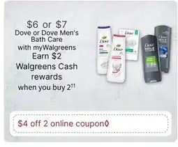 Walgreens Dove or Dove Men's Bath Care offer