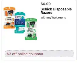 Walgreens Schick Disposable Razors offer