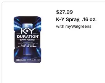 Walgreens K-Y Spray, with myWalgreens offer