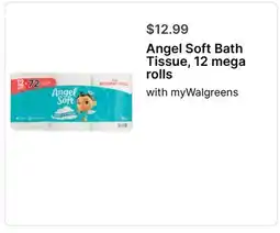 Walgreens Angel Soft Bath Tissue, 12 mega rolls offer