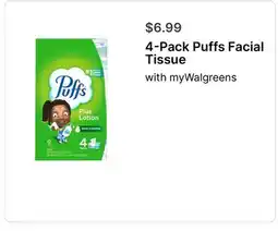 Walgreens 4-Pack Puffs Facial Tissue offer