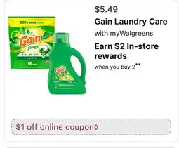 Walgreens Gain Laundry Care offer