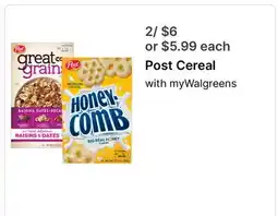 Walgreens Post Cereal offer