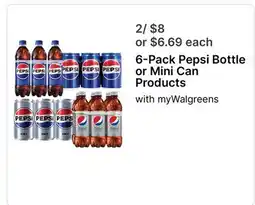 Walgreens 6-Pack Pepsi Bottle or Mini Can Products offer