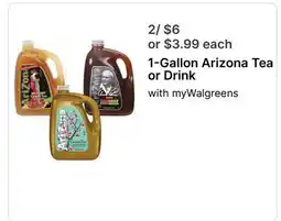 Walgreens 1-Gallon Arizona Tea or Drink offer