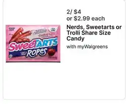 Walgreens Nerds, Sweetarts or Trolli Share Size Candy offer