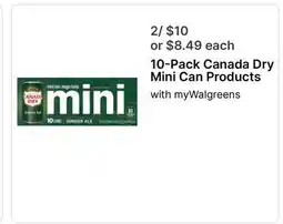Walgreens 10-Pack Canada Dry Mini Can Products offer