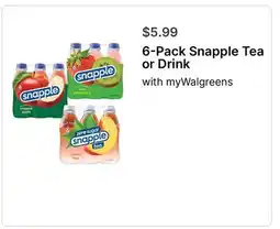 Walgreens 6-Pack Snapple Tea or Drink offer