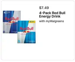 Walgreens 4-Pack Red Bull Energy Drink offer