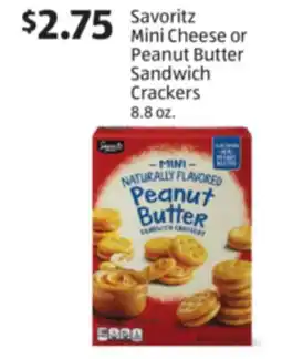 Aldi Savoritz Mini Cheese or Peanut Butter Sandwich Crackers offer