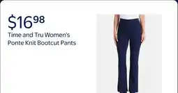 Walmart Time and Tru Women's Ponte Knit Bootcut Pants, 30 Inseam Regular offer