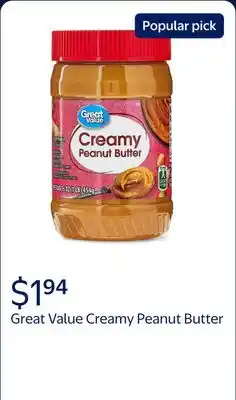 Walmart Great Value Creamy Peanut Butter offer