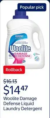 Walmart Woolite Damage Defense Liquid Laundry Detergent offer