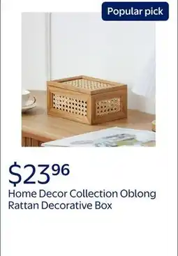 Walmart Home Decor Collection Oblong Rattan and Wood Decorative Tabletop Box offer