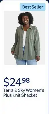 Walmart Terra & Sky Women's Plus Knit Shacket offer