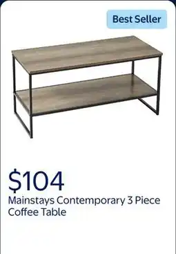 Walmart Mainstays Contemporary 3 Piece Rectangular Particle Board Coffee Table offer