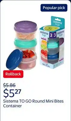 Walmart Sistema TO GO Round Mini Bites Food Storage Container offer