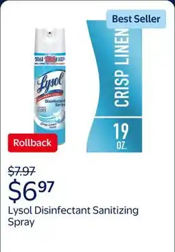 Walmart Lysol Disinfectant Sanitizing Antibacterial Spray, Deodorizing, Crisp Linen offer