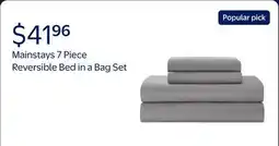 Walmart Mainstays 7 Piece Reversible Bed in a Bag Comforter Set with Sheets, Black, Queen offer