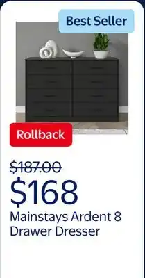 Walmart Mainstays Ardent 8 Drawer Dresser offer