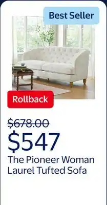 Walmart The Pioneer Woman Laurel Tufted Sofa offer