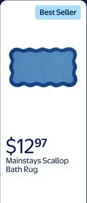 Walmart Mainstays by Becky G. & Alejandra 100% Cotton Scallop Bath Rug, Blue Eyes offer