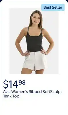 Walmart Avia Women's Ribbed SoftSculpt Tank Top with UPF 50 offer