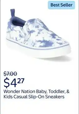 Walmart Wonder Nation Baby, Toddler, & Big Kids Casual Slip-On Sneakers offer