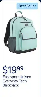 Walmart Eastsport Unisex Everyday Tech Backpack, Mint Gray offer