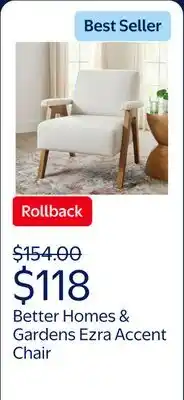 Walmart Better Homes & Gardens Ezra Accent Chair, Living Room offer