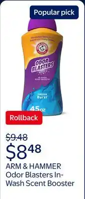 Walmart ARM & HAMMER Odor Blasters In-Wash Scent Booster, Laundry Scent Booster Fresh Burst Scent offer