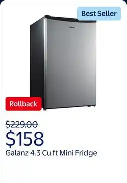 Walmart Galanz 4.3 Cu ft Single Door Mini Fridge, Stainless Steel Look, New, Width 19.12 offer