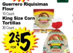Superior Grocers Guerrero Riquisimas Flour 10 Count. King Size Corn Tortillas 30 Count offer