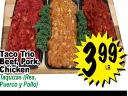 Superior Grocers Taco Trio Beef, Pork, Chicken offer