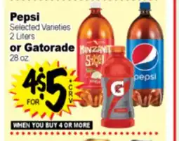 Superior Grocers Pepsi Selected Varieties 2 Liters or Gatorade 28 oz offer