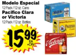Superior Grocers Modelo Especial 12 Pack / 12 oz. Cans Pacifico Clara or Victoria 12 Pack / 12 oz. Bottles offer