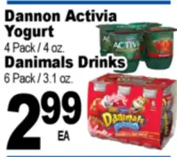 Superior Grocers Dannon Activia Yogurt 4 Pack/4 oz Danimals Drinks 6 Pack / 3.1 oz offer