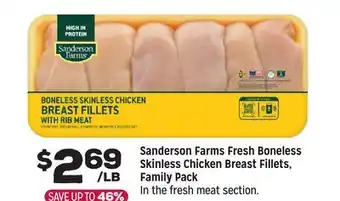 Grocery Outlet Sanderson Farms Fresh Boneless Skinless Chicken Breast Fillets, Family Pack offer