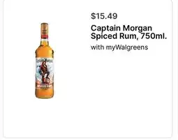 Walgreens Captain Morgan Spiced Rum, 750ml offer