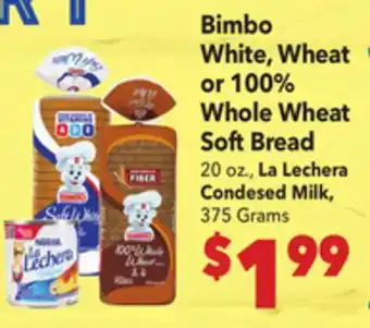 Vallarta Supermarkets Bimbo White, Wheat or 100% Whole Wheat Soft Bread offer
