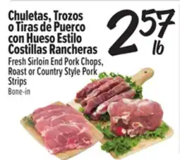 El Super Fresh Fresh Sirloin End Pork Chops, Roast or Country Style Pork Strips offer