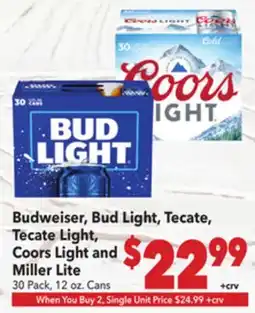 Vallarta Supermarkets Budweiser, Bud Light, Tecate offer
